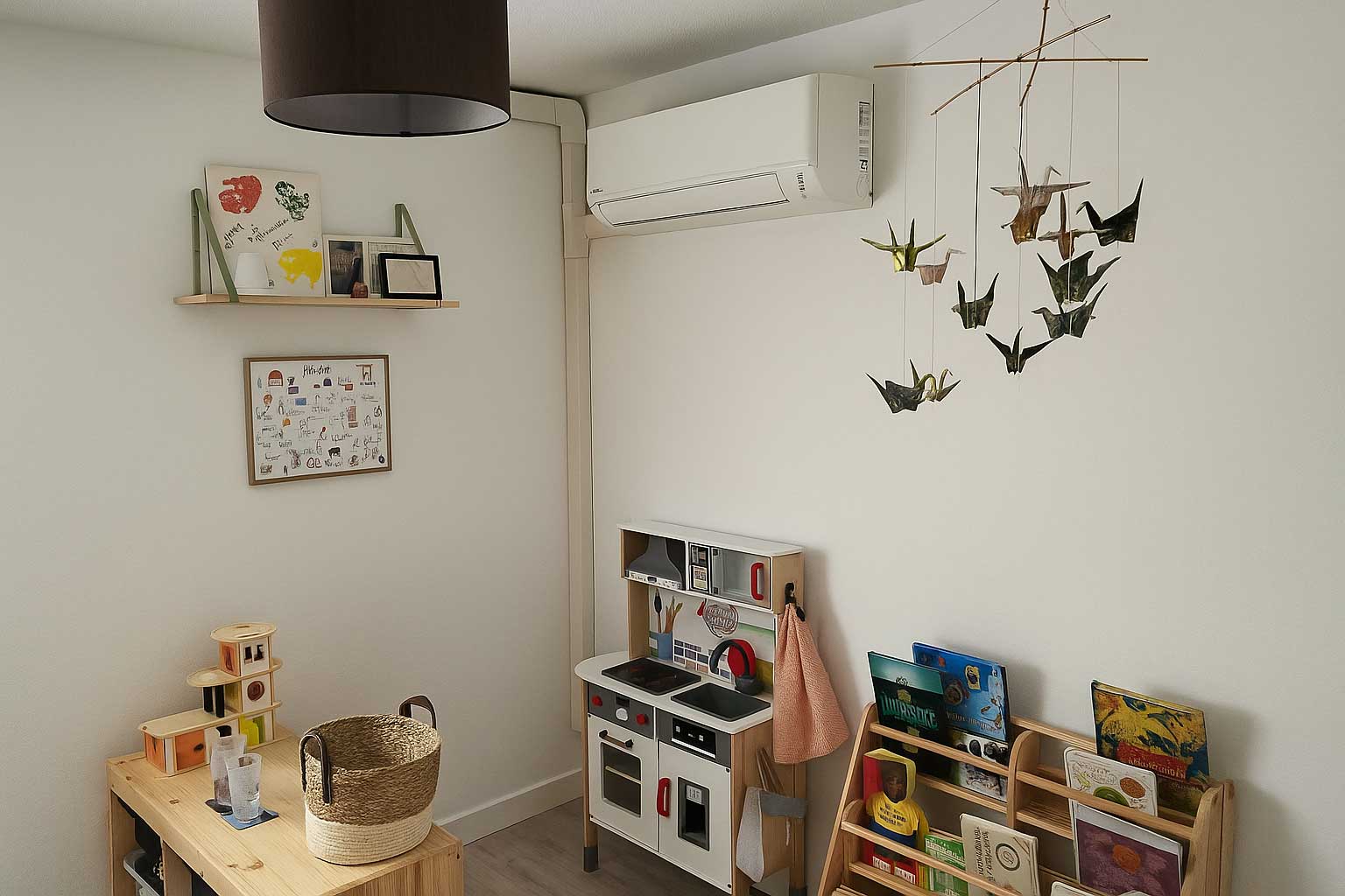 Bloc de climatisation dans la chambre / salle de jeux des enfants d'un appartement à Toulouse Balma
