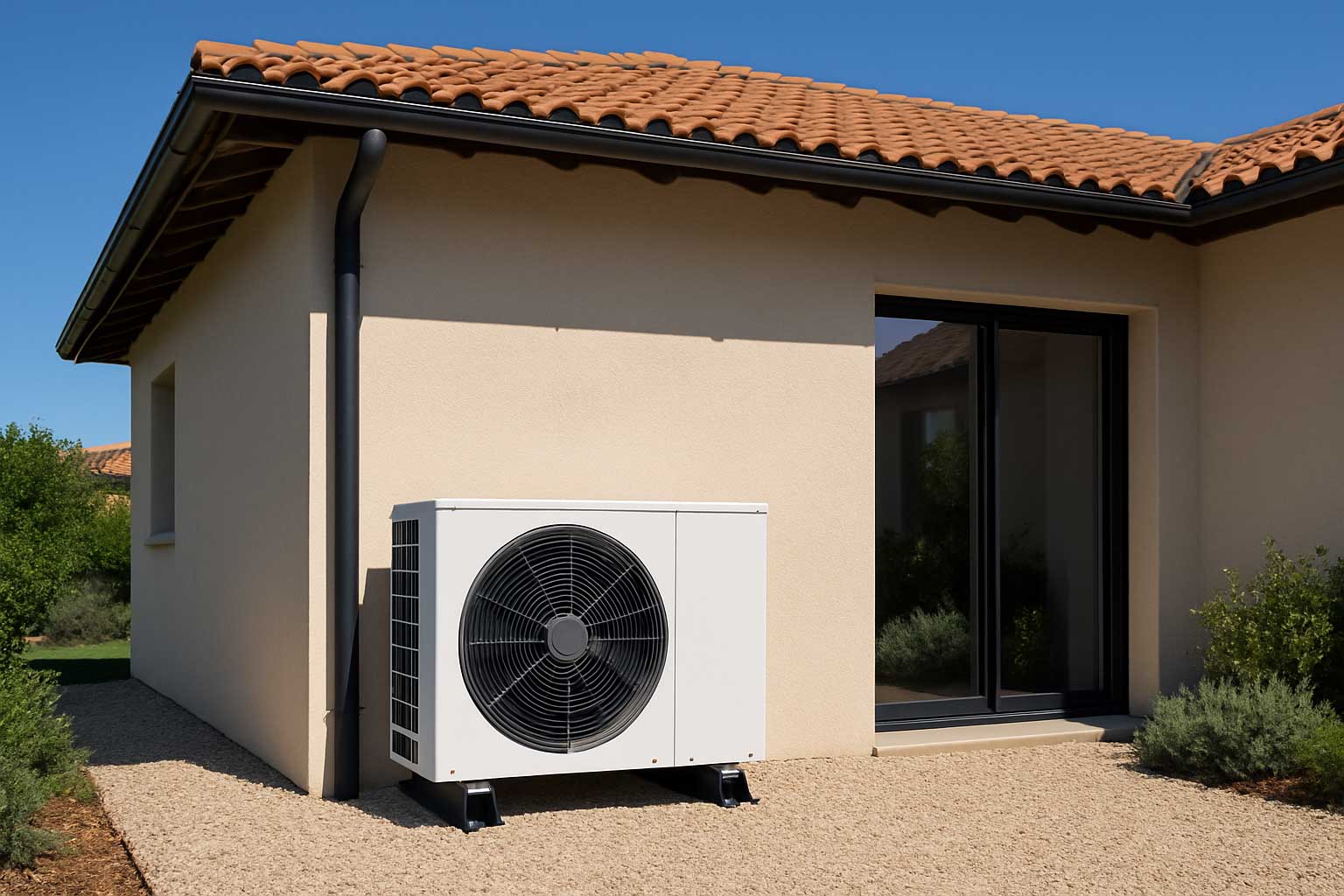 Pompe à chaleur installée en été dans le Sud-Ouest.