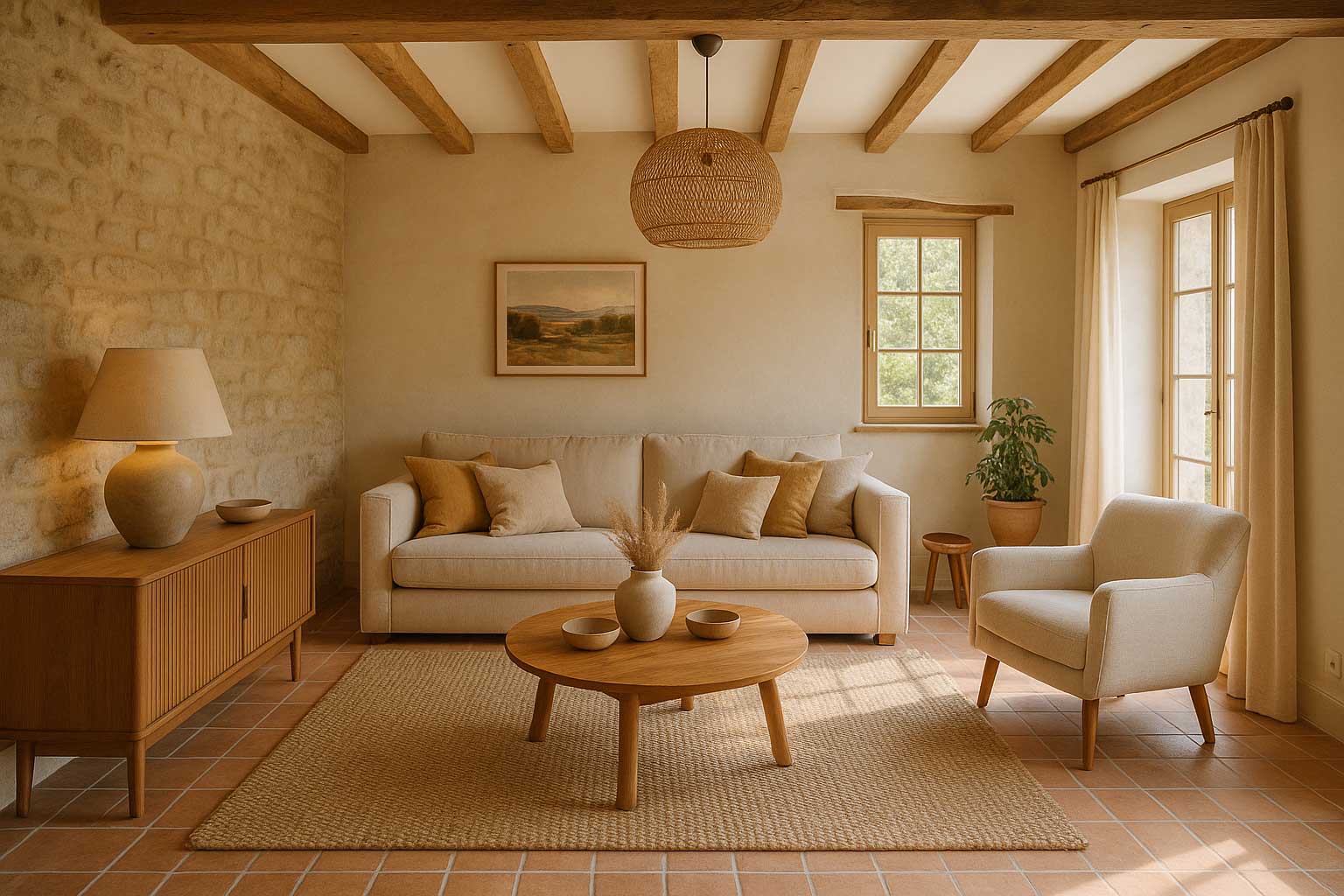 Intérieur de maison confortable chauffée avec pompe à chaleur