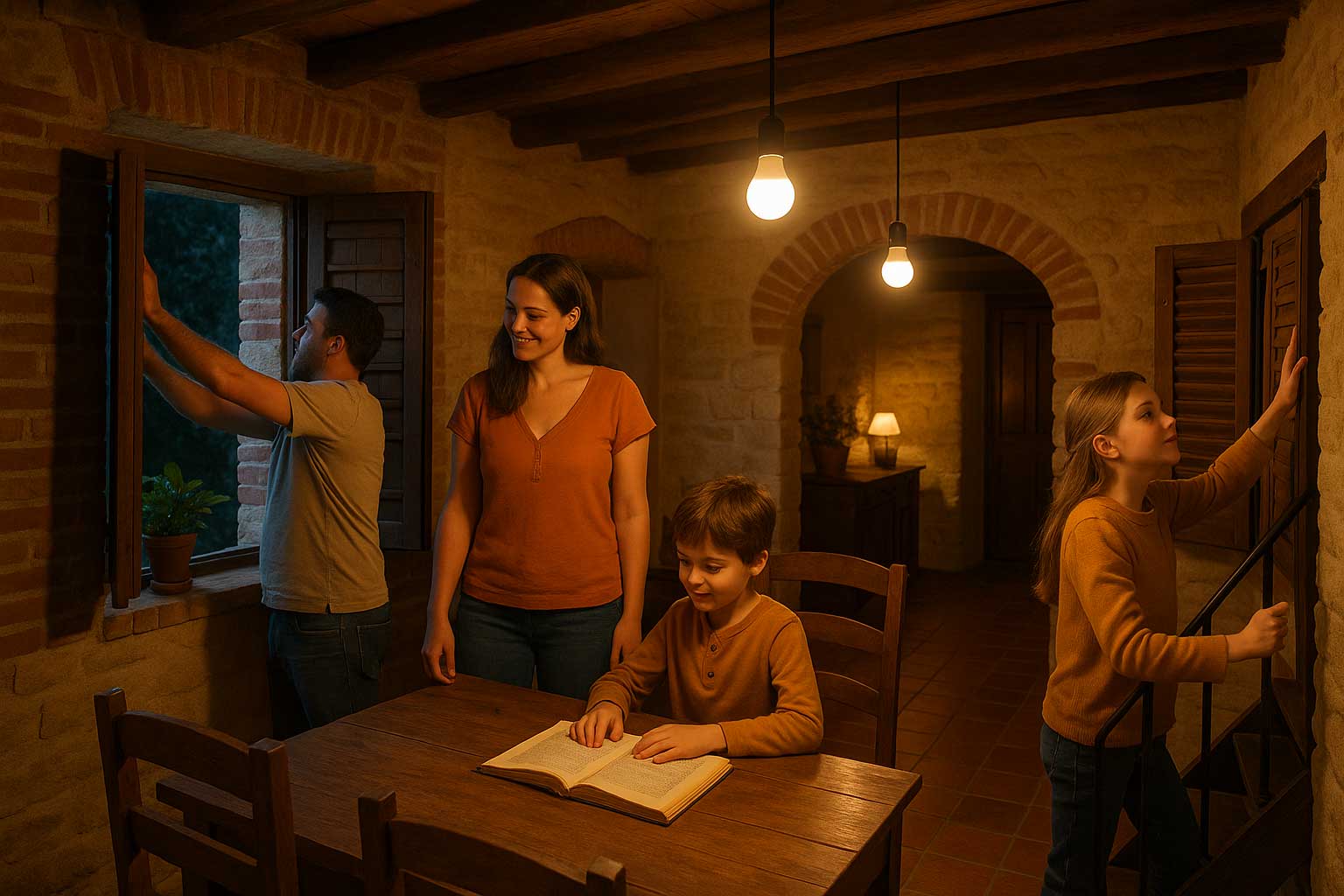 Famille adoptant des gestes simples pour économiser l’énergie.
