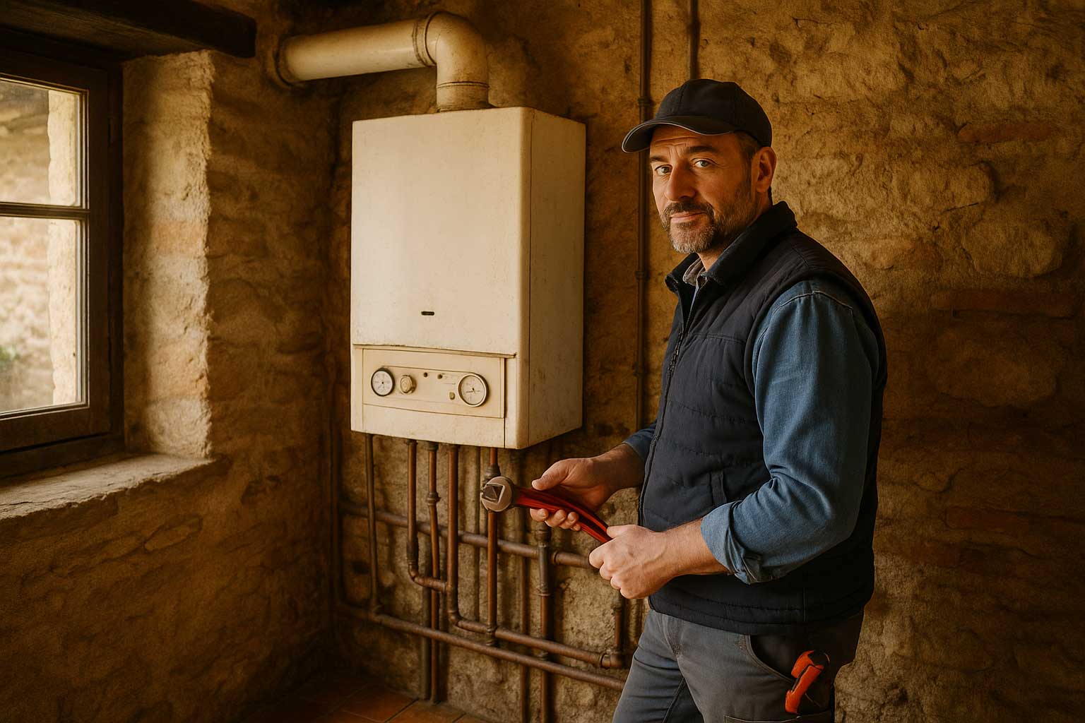 Ancienne chaudière gaz dans une maison à Montauban