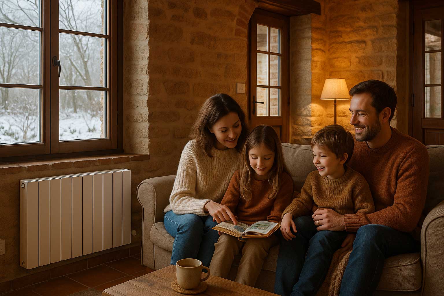 Maison chauffée avec une pompe à chaleur air/eau en hiver dans le Tarn-et-Garonne