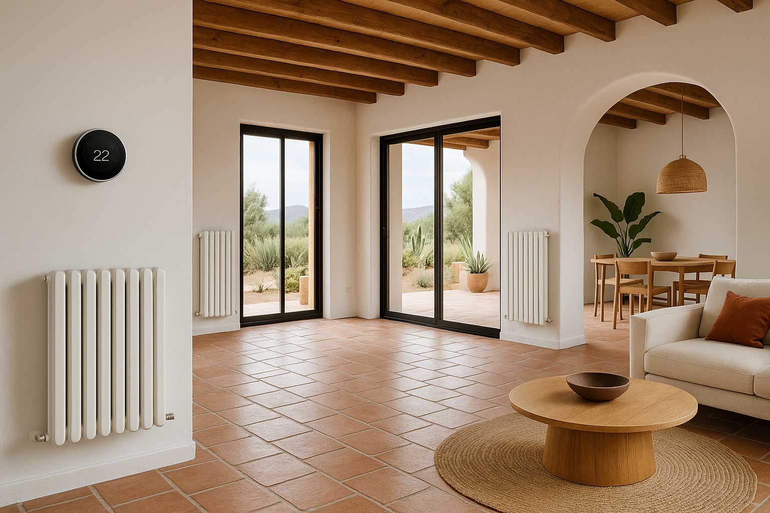 Système de chauffage hybride dans une maison moderne du Lot.