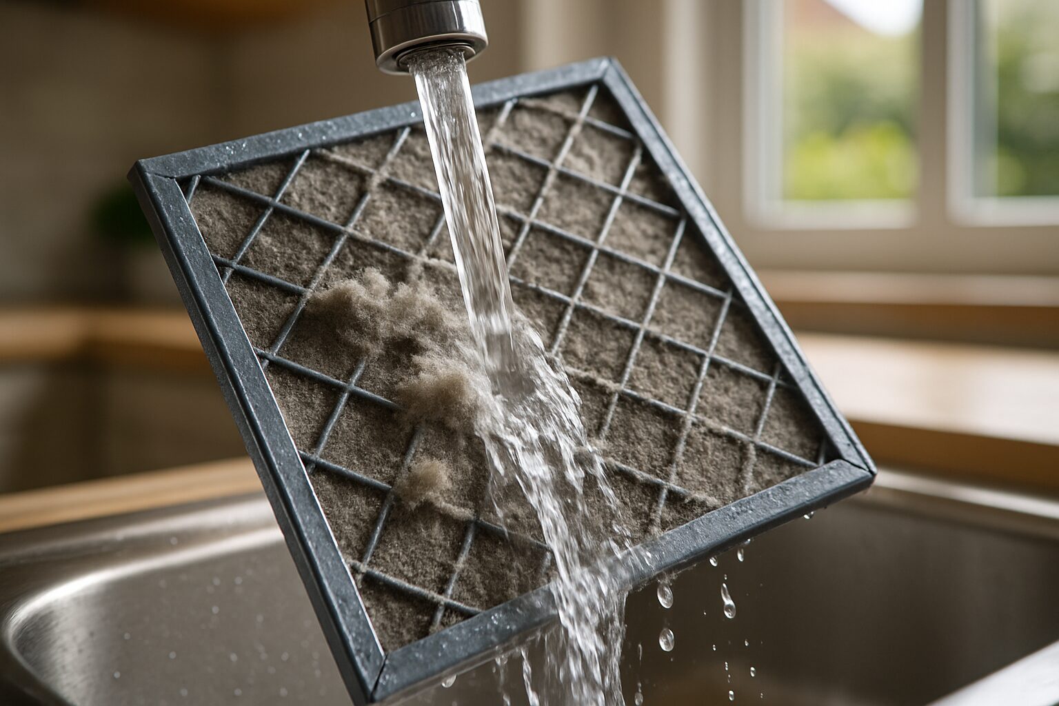 Nettoyage d’un filtre de climatisation lavable pour un air sain