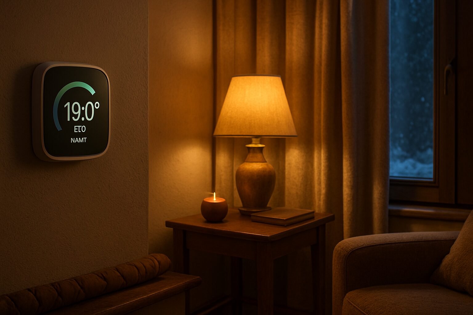 Thermostat programmé en mode éco pour la nuit en hiver
