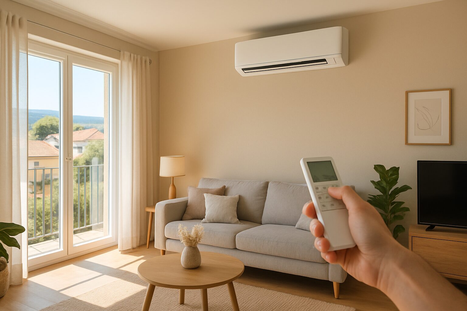 Salon à Moissac équipé d’une clim réversible multisplit pour un confort été/hiver.