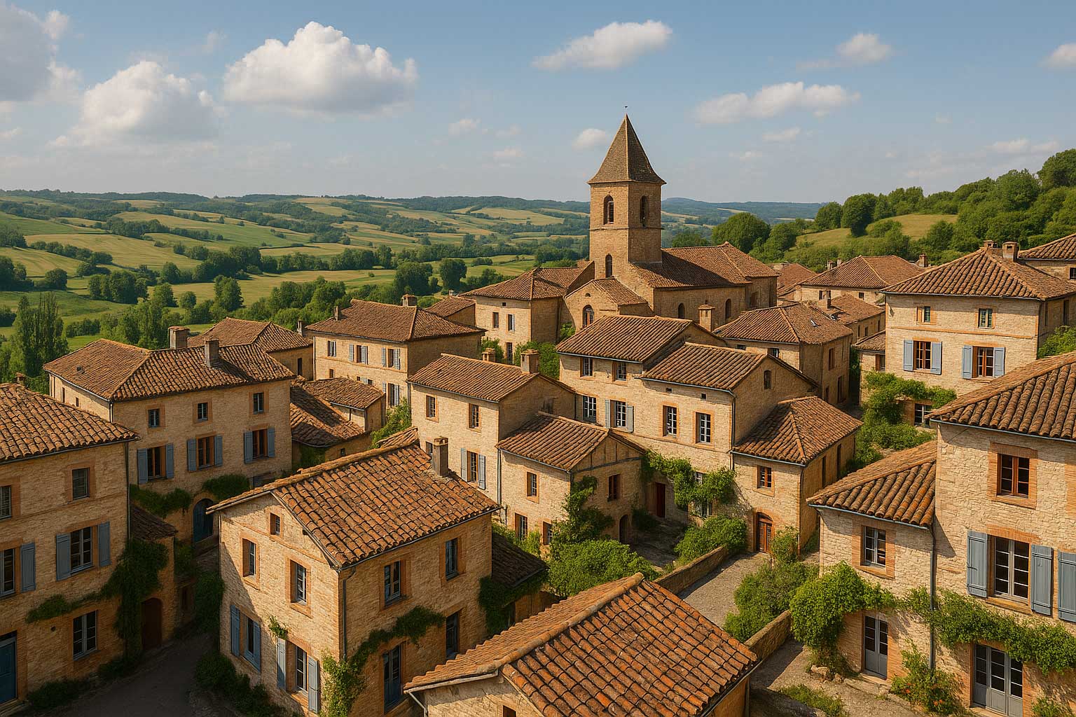Village typique du Tarn-et-Garonne où les maisons anciennes nécessitent un audit énergétique.