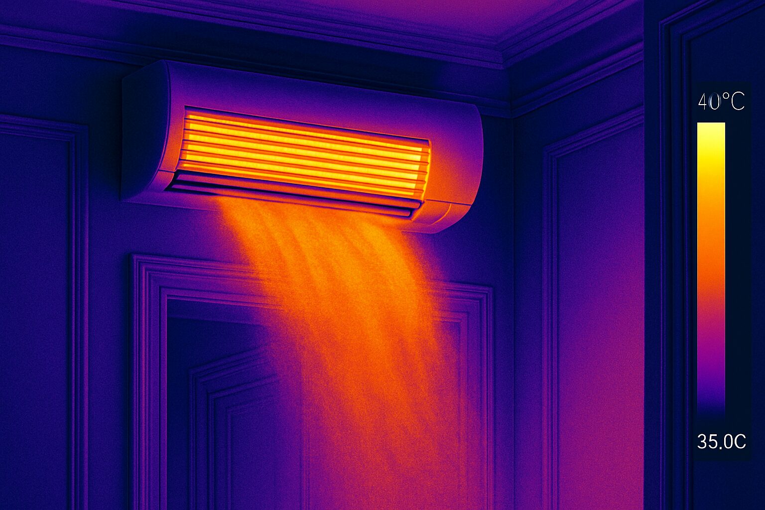 Contrôle thermographique du split intérieur pour visualiser l’efficacité de soufflage