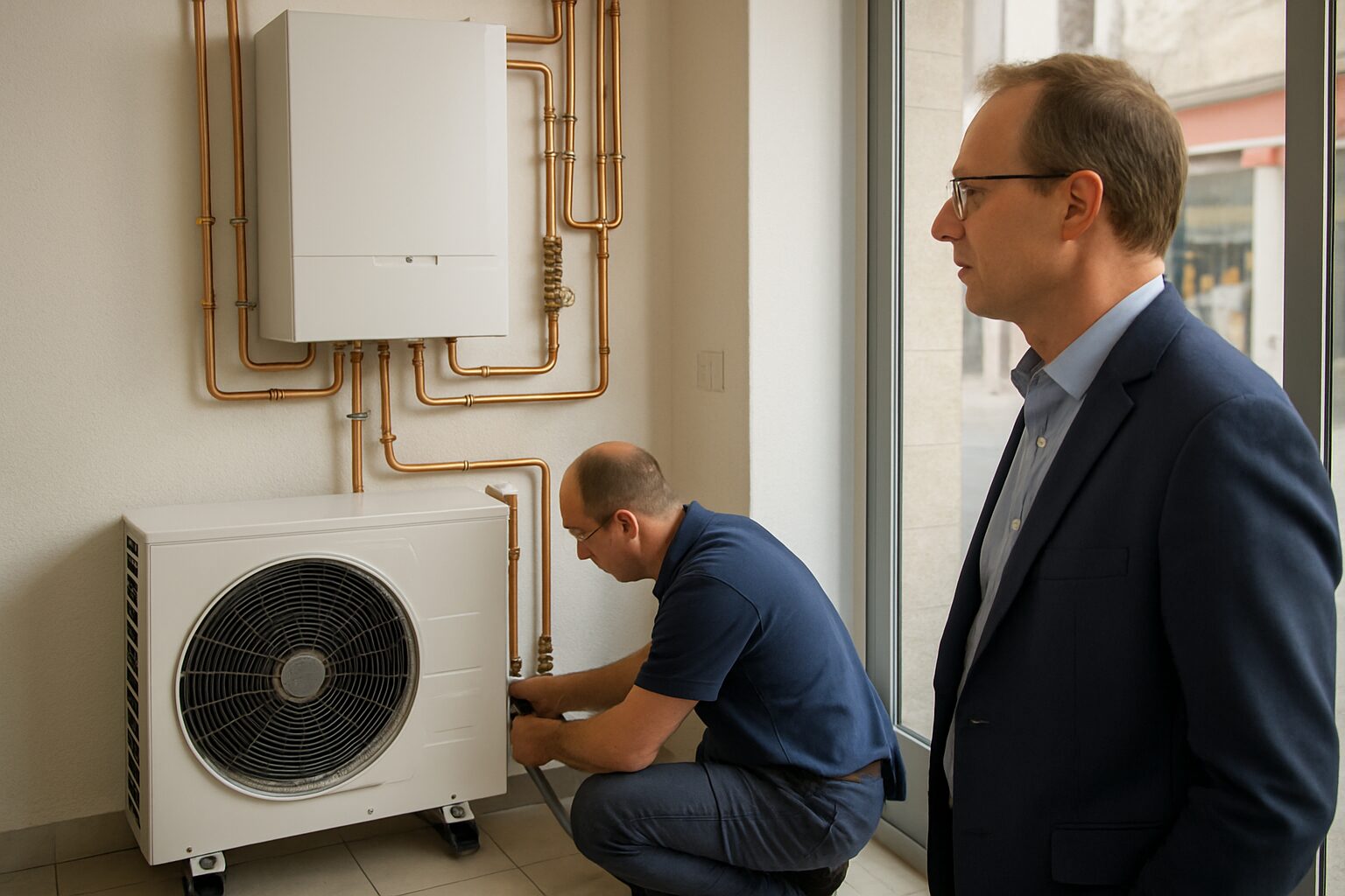 Installation d’une PAC air/eau dans une boutique à Caussade