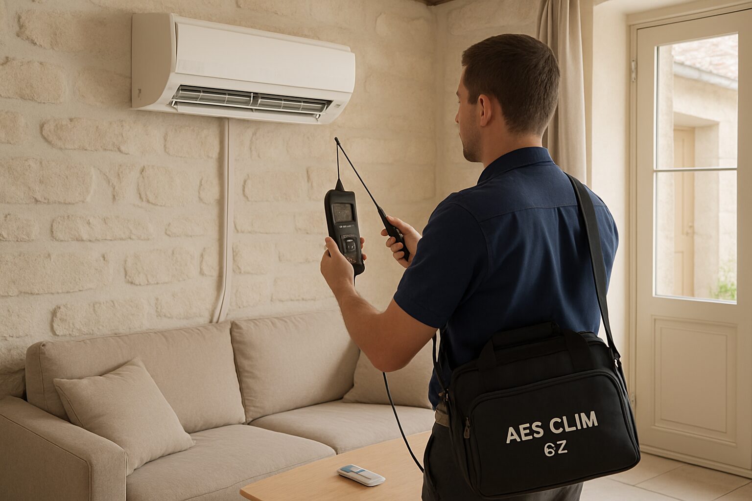 Mesure du débit d’air au split mural avec anémomètre – optimisation pièce par pièce