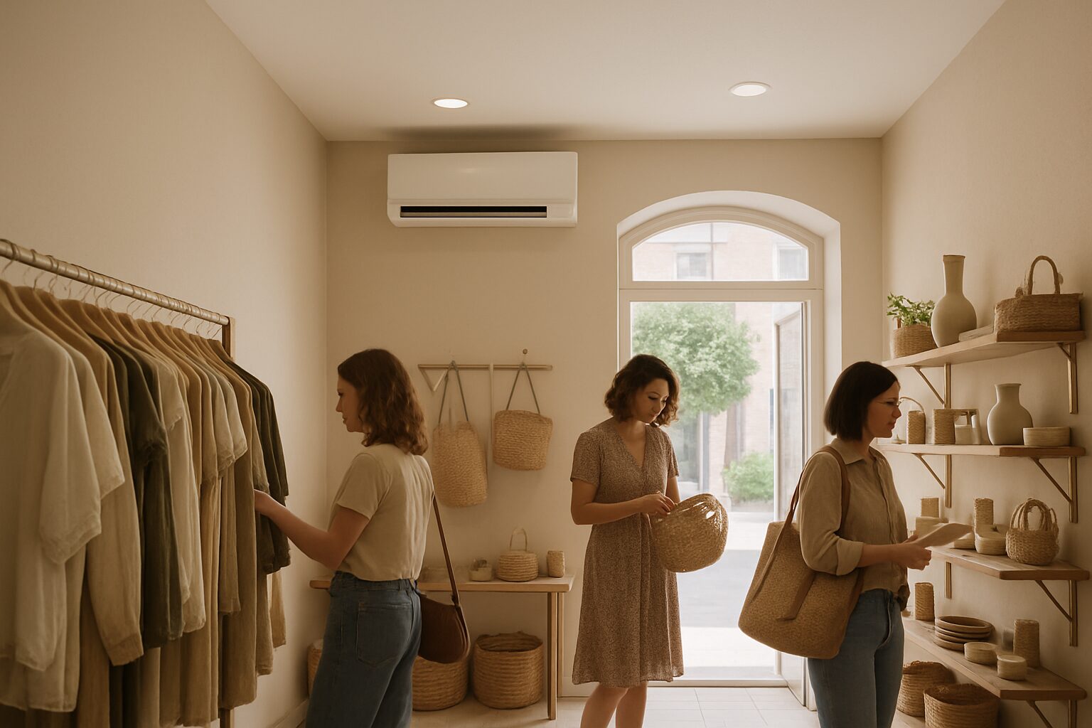 Boutique à Montauban équipée d’un split mural discret pour un confort client optimal