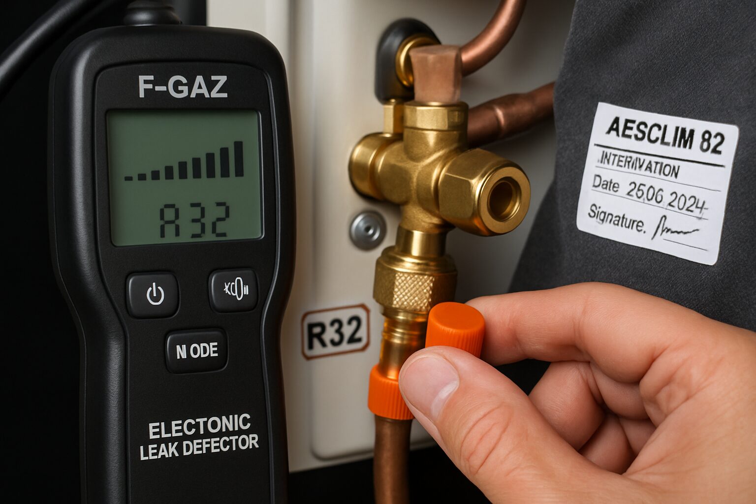 Contrôle d’étanchéité F‑Gaz sur circuit R32 réalisé à Montauban