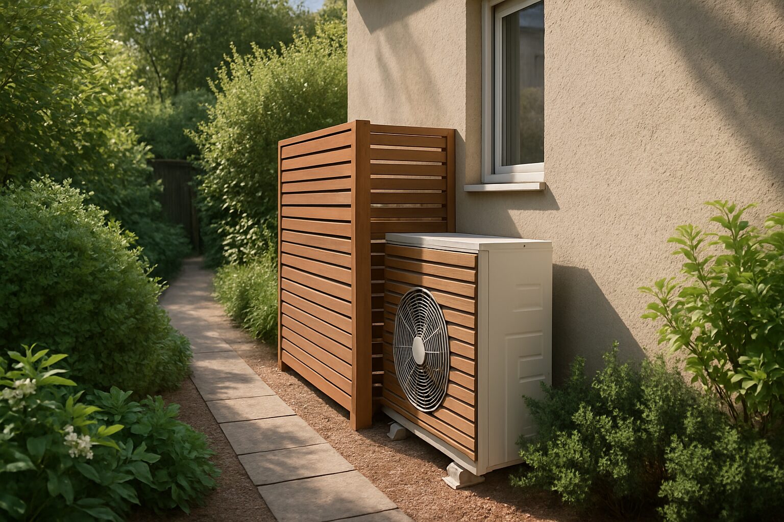 Écran acoustique et orientation de la PAC pour protéger le voisinage