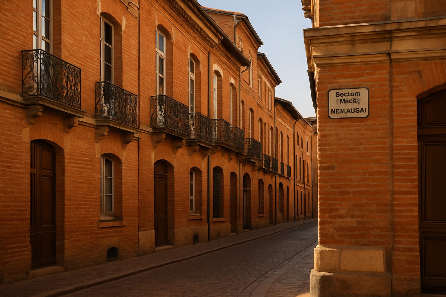 Façade en briques à Montauban en zone ABF, sans unité extérieure visible