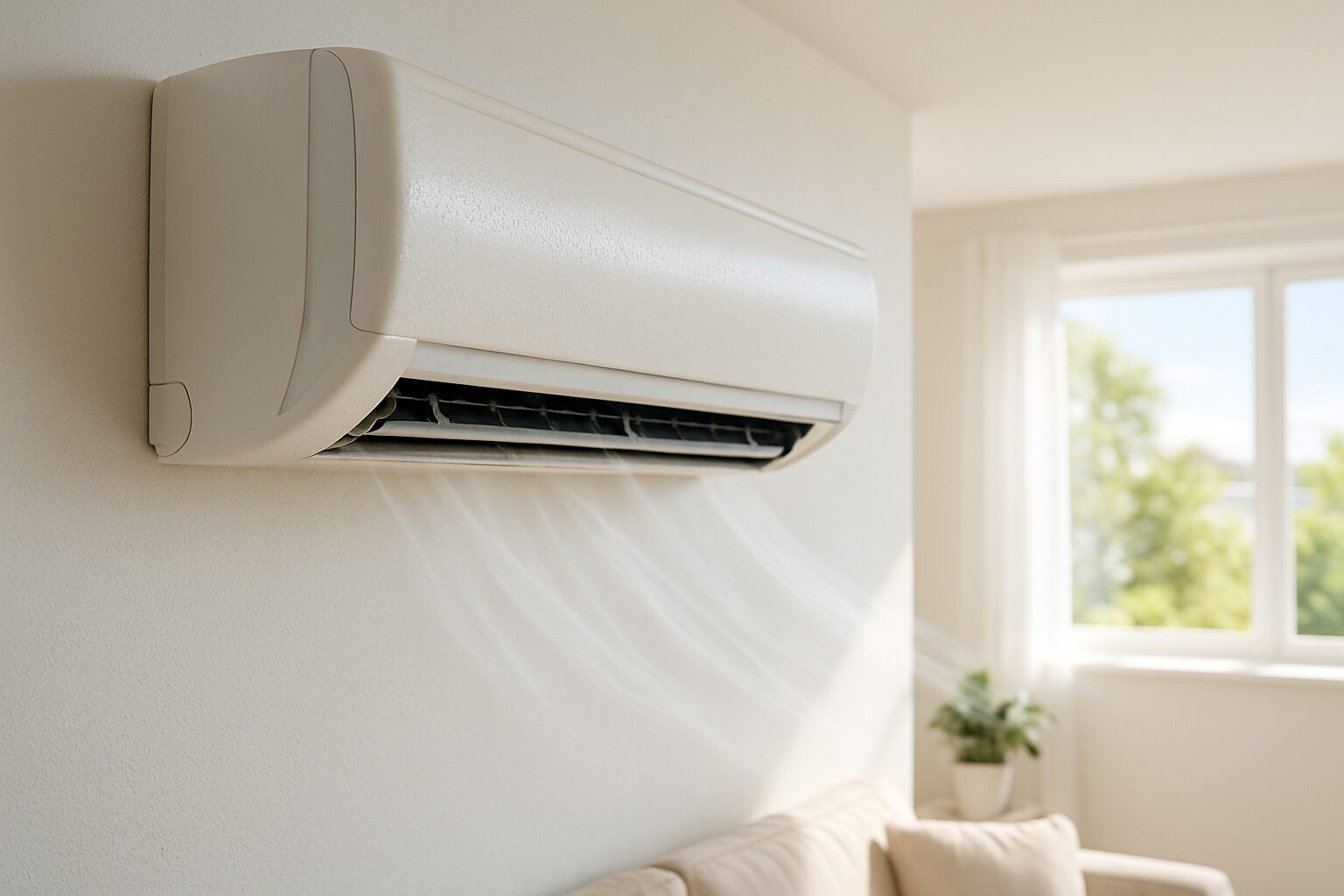 Unité intérieure de climatisation en fonctionnement dans un salon à Montauban