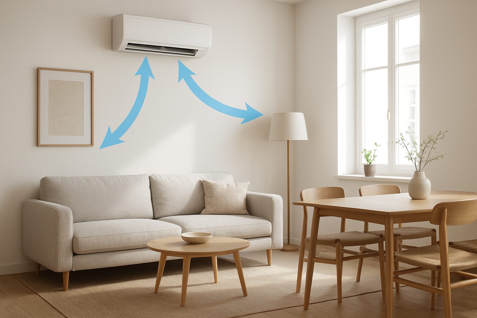 Split mural installé en hauteur pour une diffusion homogène