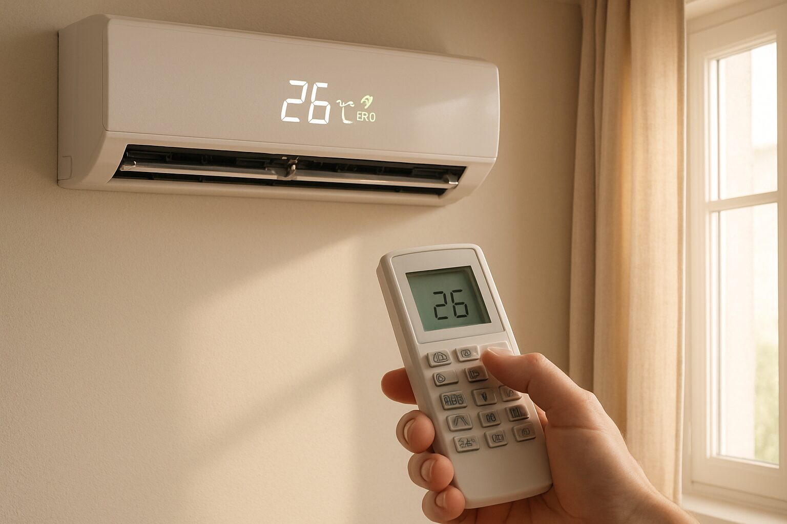 Programmation d’une climatisation à 26°C en mode éco dans une maison de Moissac