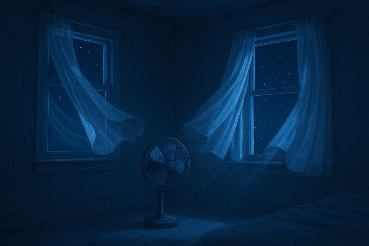 Ventilation nocturne croisée pour rafraîchir naturellement la maison.