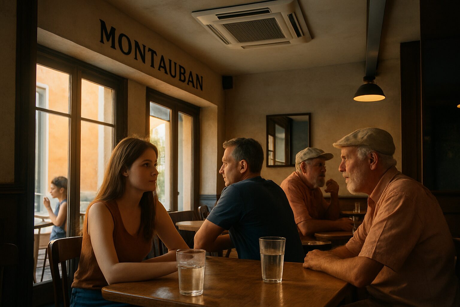 Café à Montauban rafraîchi par une climatisation pendant un épisode de canicule