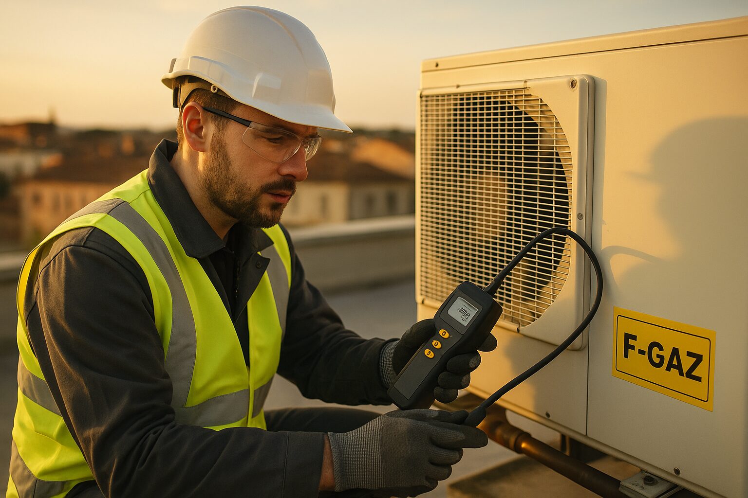 Contrôle d’étanchéité F‑Gaz sur unité rooftop à Montauban