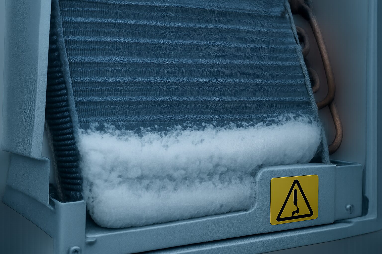 Givre sur l’évaporateur d’un split mural en mode froid.