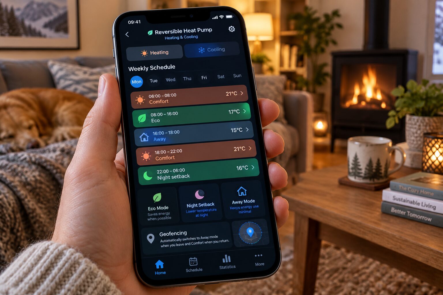 Programmation chauffage de la PAC sur application mobile